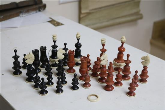 A French ivory hardwood chess set